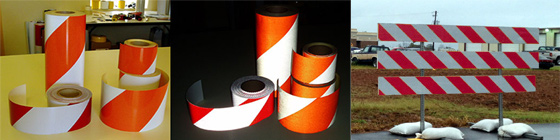 pre striped barrier barricade reflective tape striping